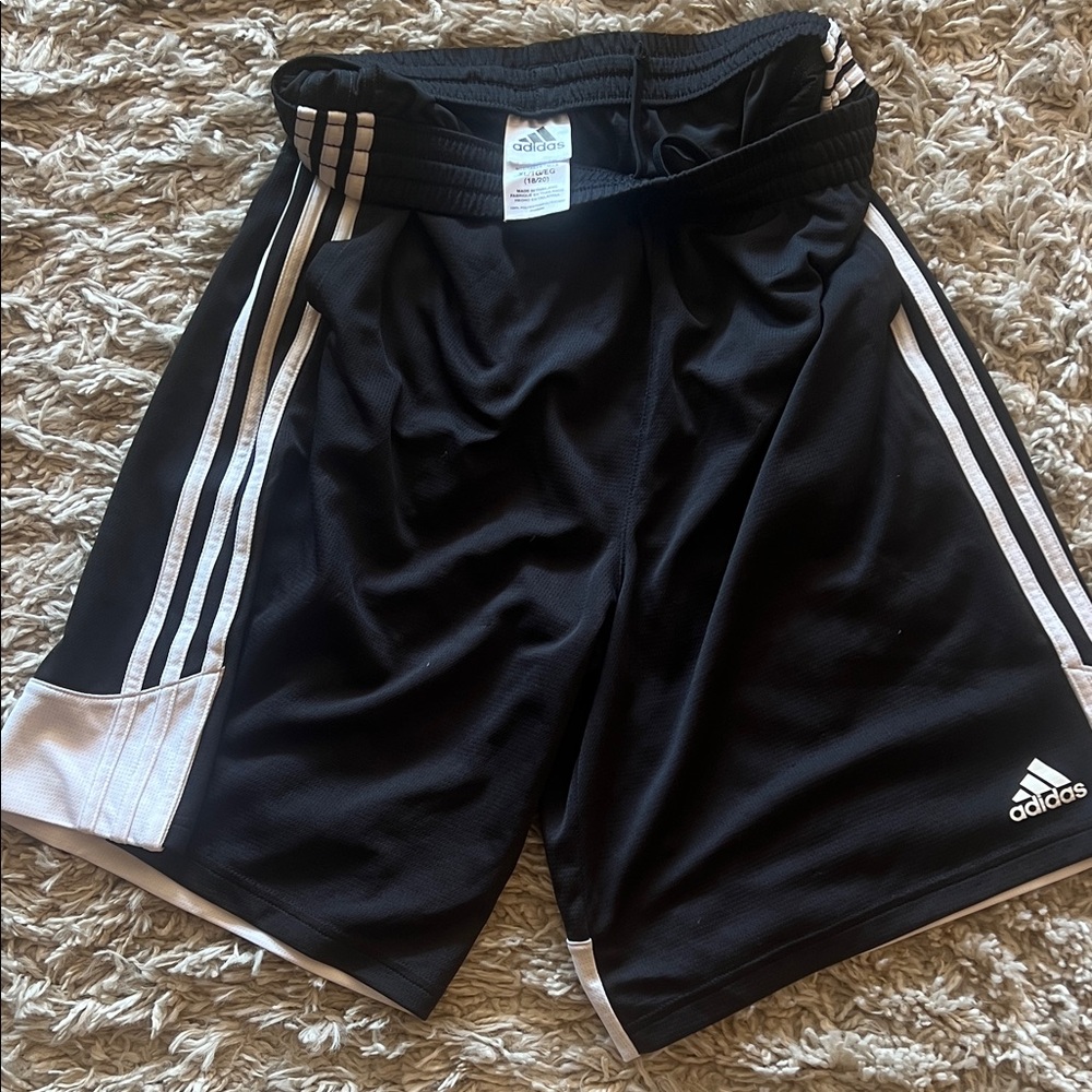 Adidas Black and White Striped Shorts